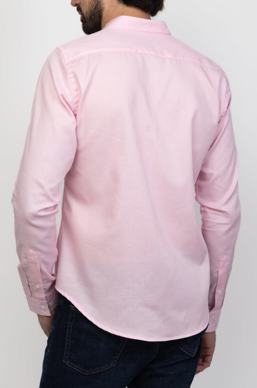Camisa Mónaco Premium Pink Con Cuello Mao & Detalles Marino
