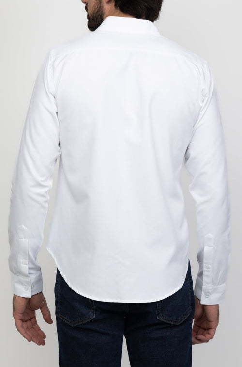 Camisa Mónaco Oxford Blanco & Detalles Aqua Y Marino