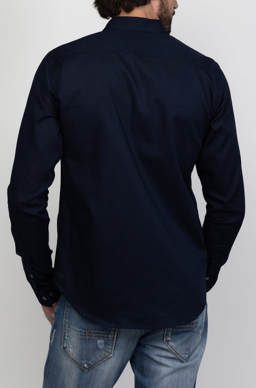 Camisa Mónaco Premium Marino & Detalles Cuadros Blue