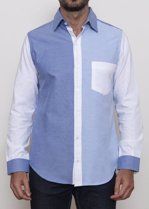 Camisa Mónaco Oxford Blues & White Color Block