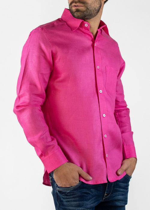 Camisa Mónaco Lino Hot Pink